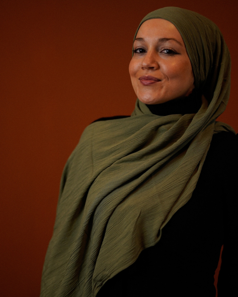 Crinkle Chiffon Hijab "Sandy" de viscose et de lin (Forest Green)