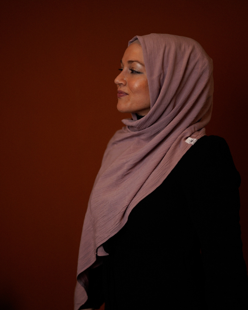 Crinkle Chiffon Hijab "Sandy" de viscose et de lin (Lilas)