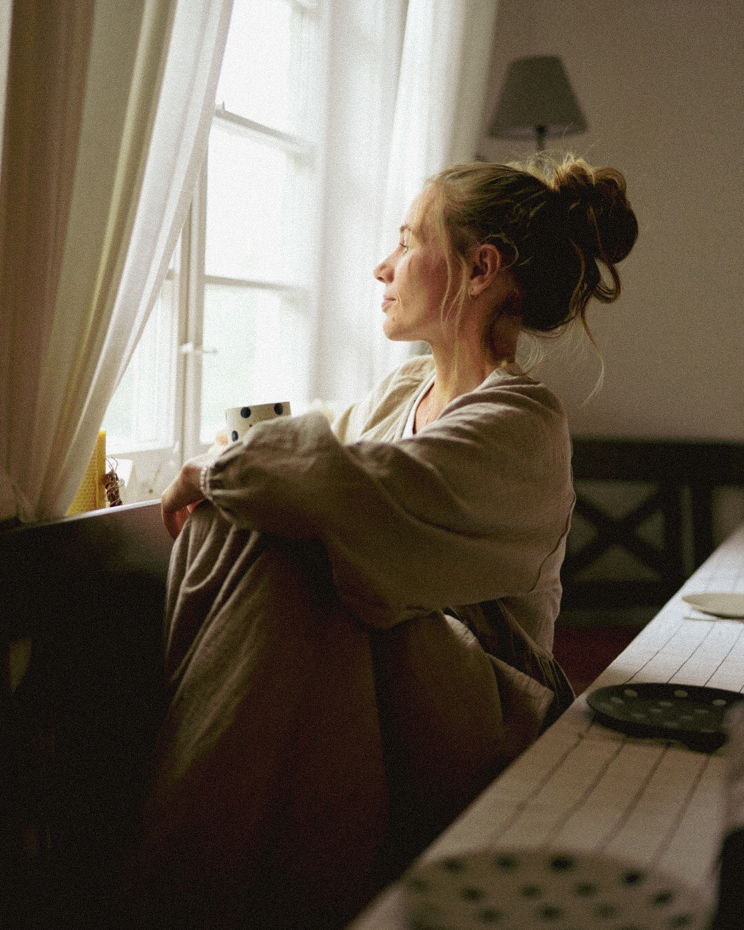 Abaya d'allaitement "Lunaria" en coton bio (Vintage Taupe)