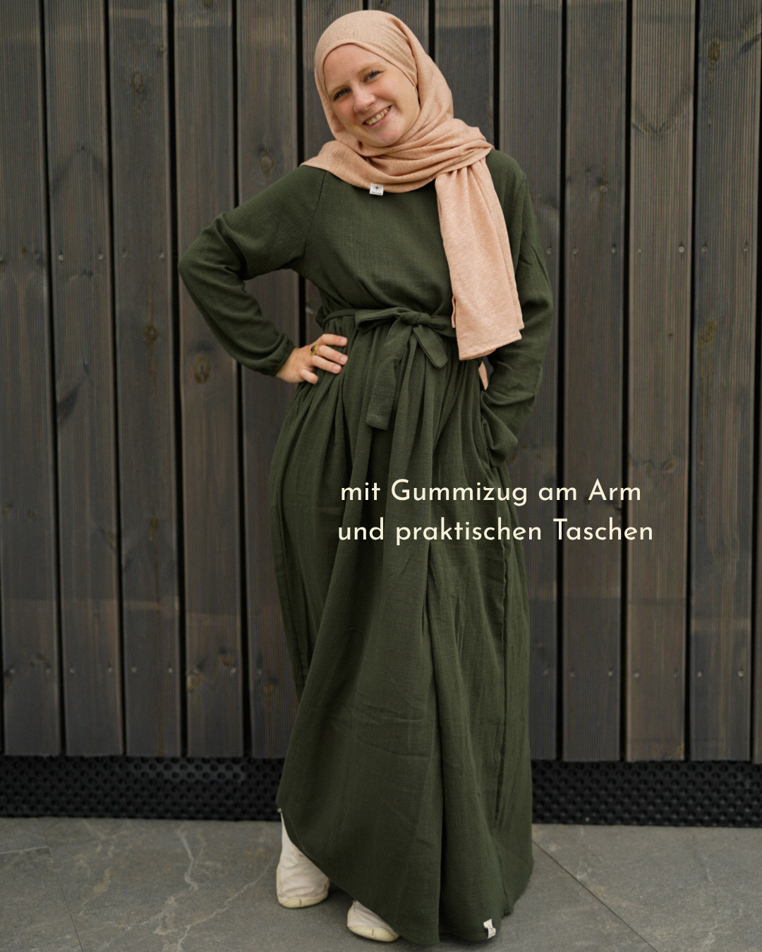 Cotton Abaya "Maya" en coton (Dark Green)