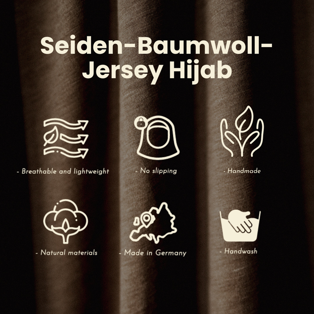 Hijab en jersey premium "Mariposa" en soie et coton bio (beige)