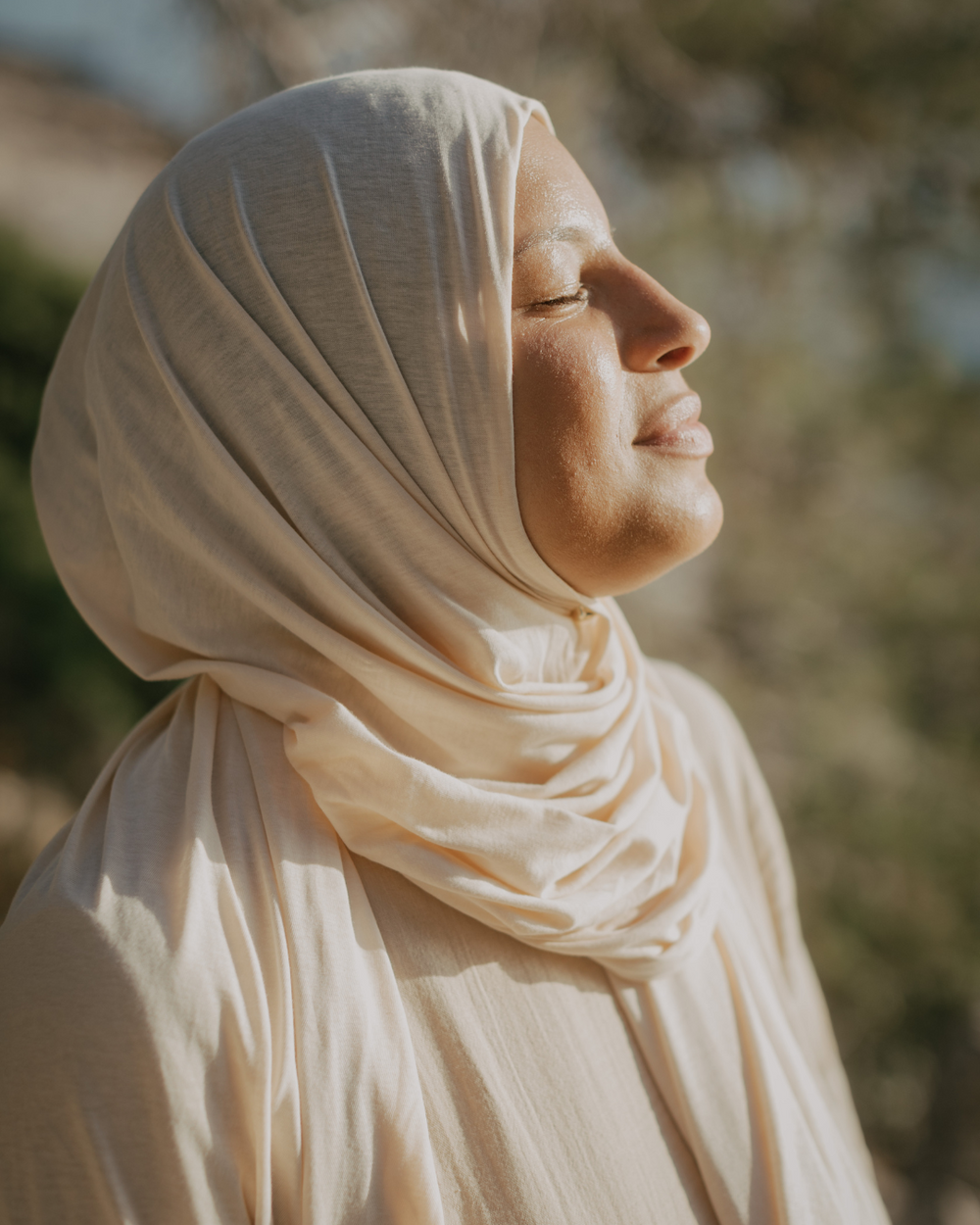 Hijab "Hava" en jersey léger 100% coton bio - Pearl Blush