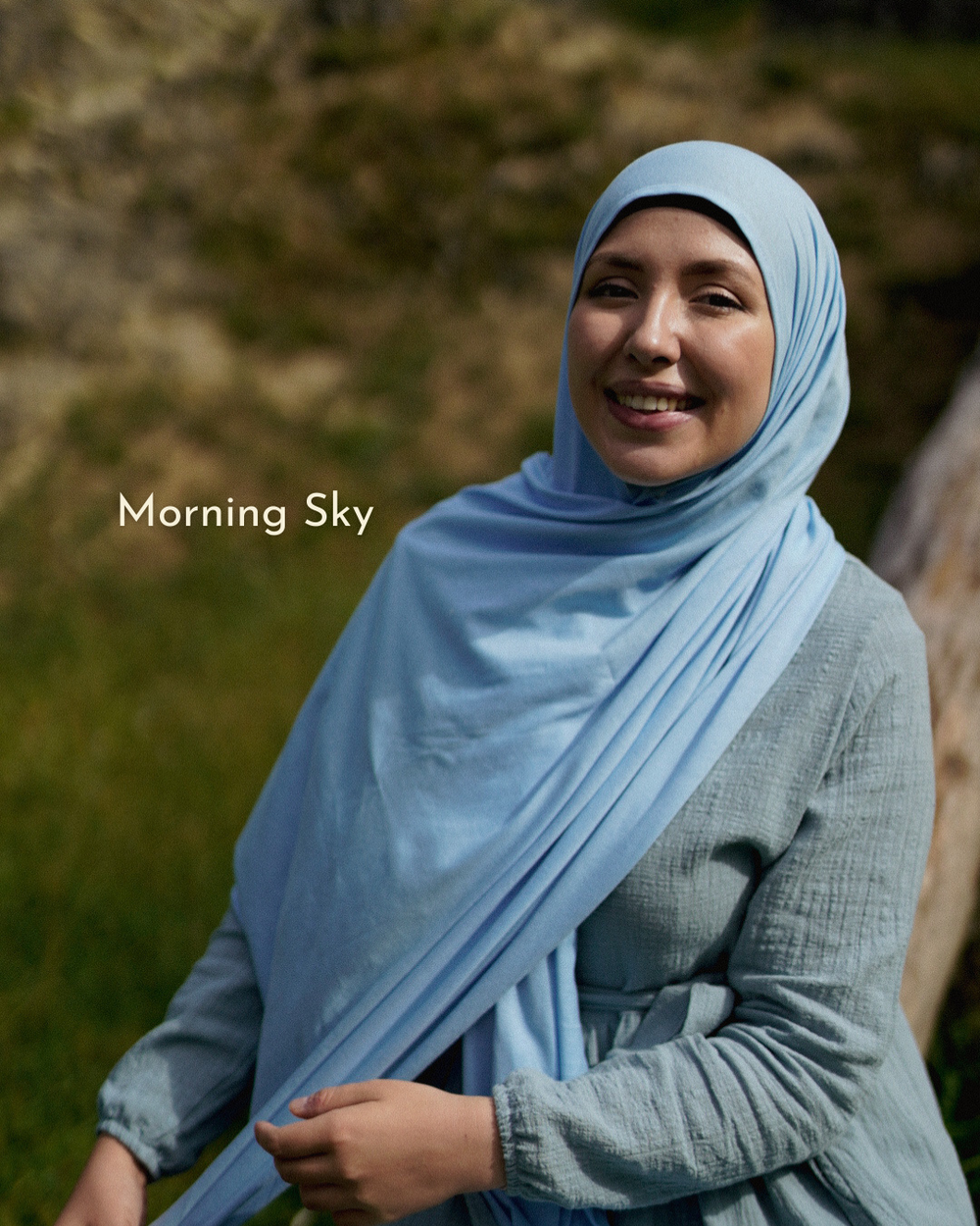 Lot économique de 3 hijabs légers "Hava" en coton bio (Morning Sky, Twilight Green, Black Night)