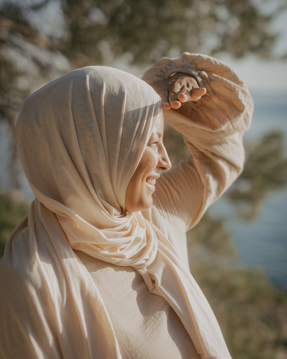 Hijab "Hava" en jersey léger 100% coton bio - Pearl Blush