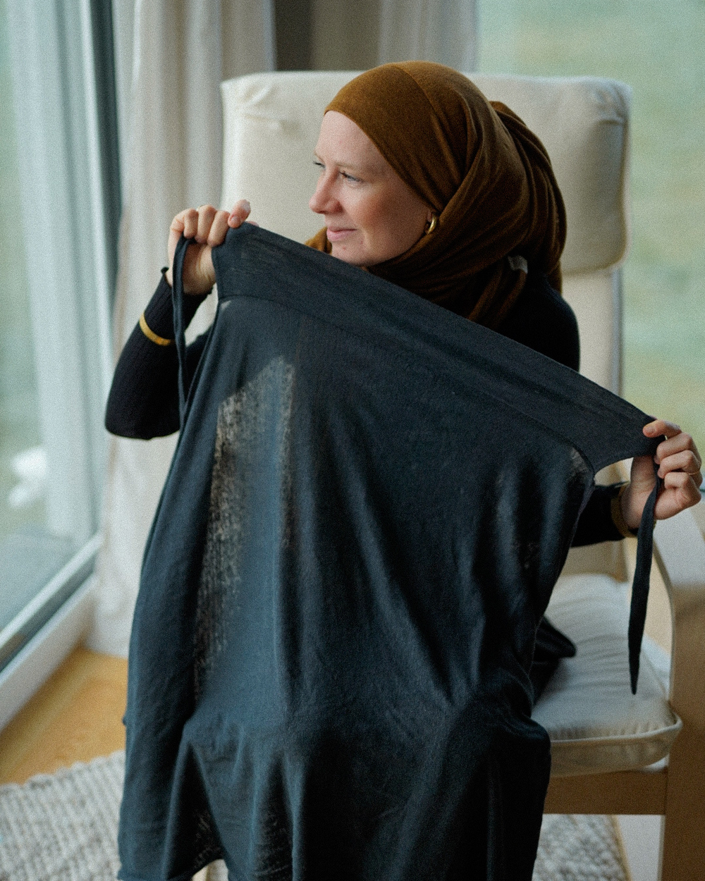Hijab instantané "Leena" - 100% lin - Stone
