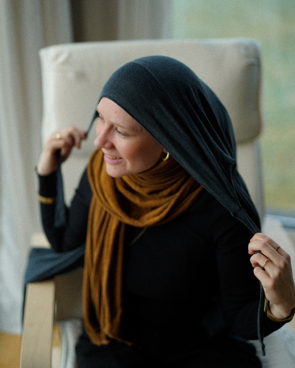 Hijab instantané "Leena" - 100% lin - Stone