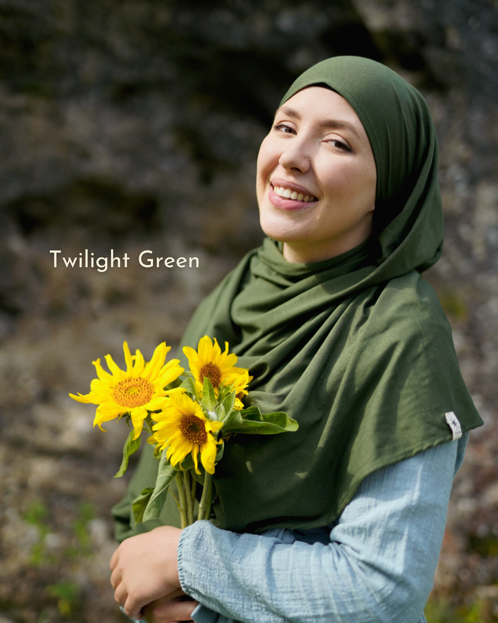 Lot économique de 3 hijabs légers "Hava" en coton bio (Morning Sky, Twilight Green, Black Night)