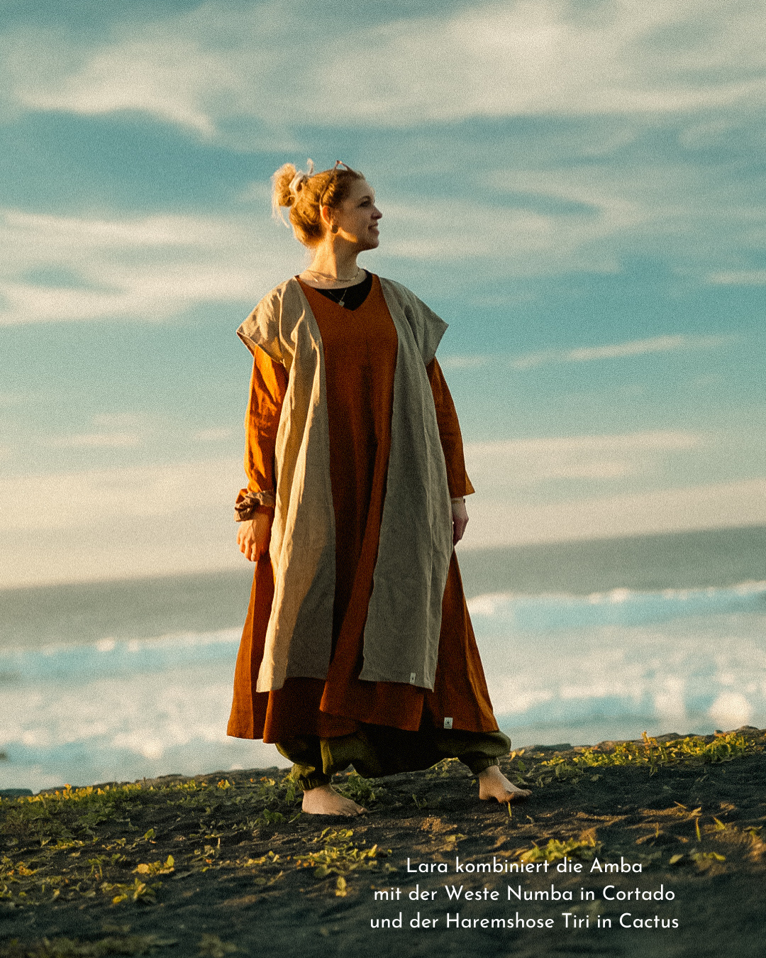 Robe tunique en lin et coton « Amba » (Sunset)