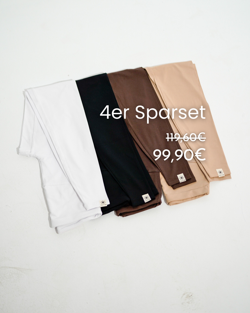 Lot de 4 leggings en coton bio "Yuna" (White, Light Taupe, Black, Chocolate)