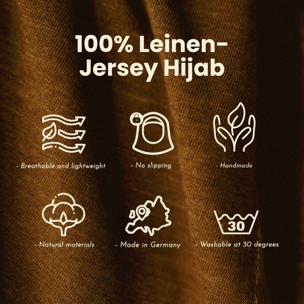 Hijab en jersey "Leena" - 100% lin - Lava Mocha