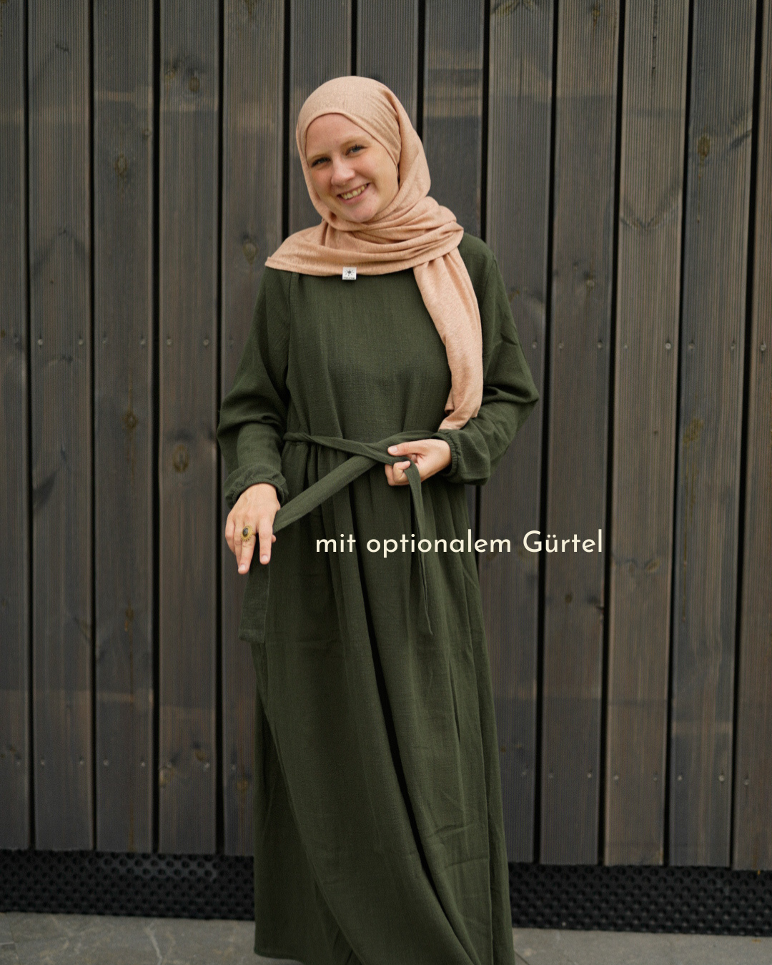 Cotton Abaya "Maya" en coton (Dark Green)