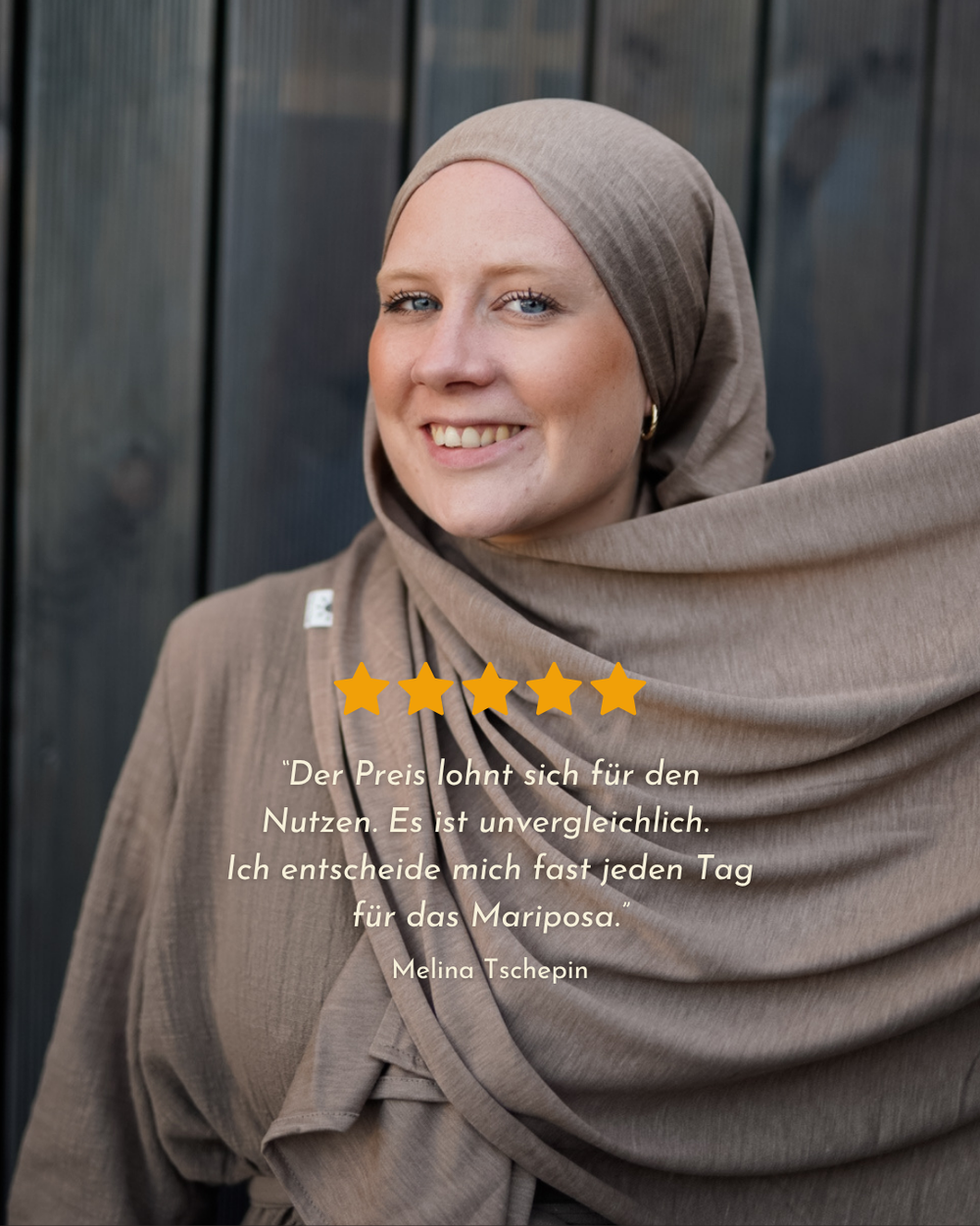 Hijab en jersey premium "Mariposa" en soie et coton bio (noisette)