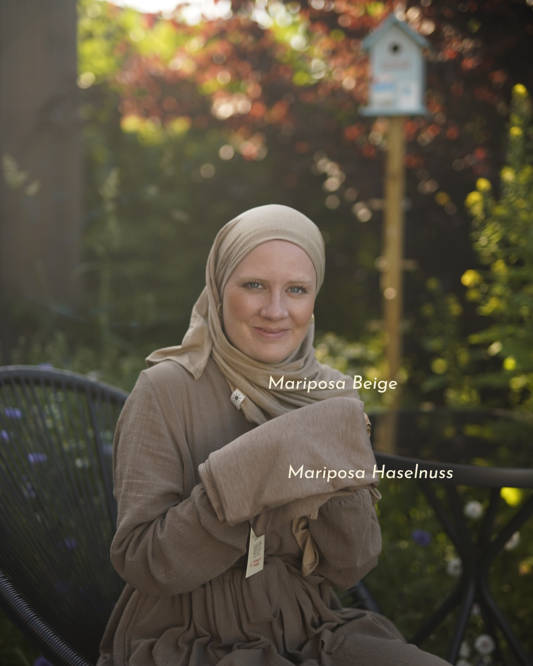 Hijab en jersey premium "Mariposa" en soie et coton bio (noisette)