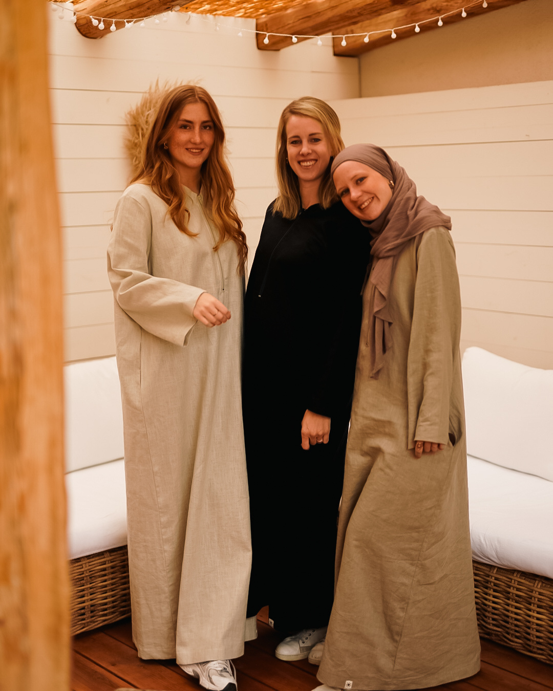 Abaya en lin "Alma" avec coton - natural