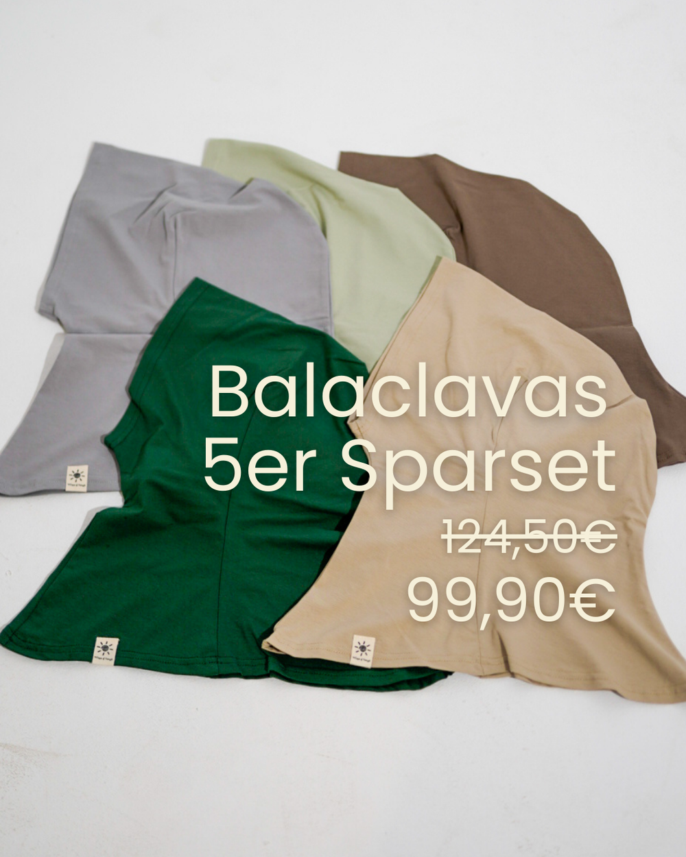 Balaclava - Hijab de sport et de loisirs, en coton biologique - Lot de 5 (Cashmere, Walnut, Evergreen, Silverstone, Sage)