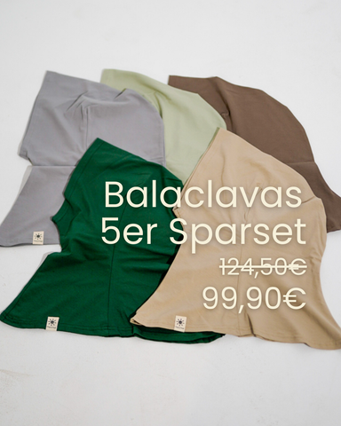 Balaclava - Hijab de sport et de loisirs, en coton biologique - Lot de 5 (Cashmere, Walnut, Evergreen, Silverstone, Sage)