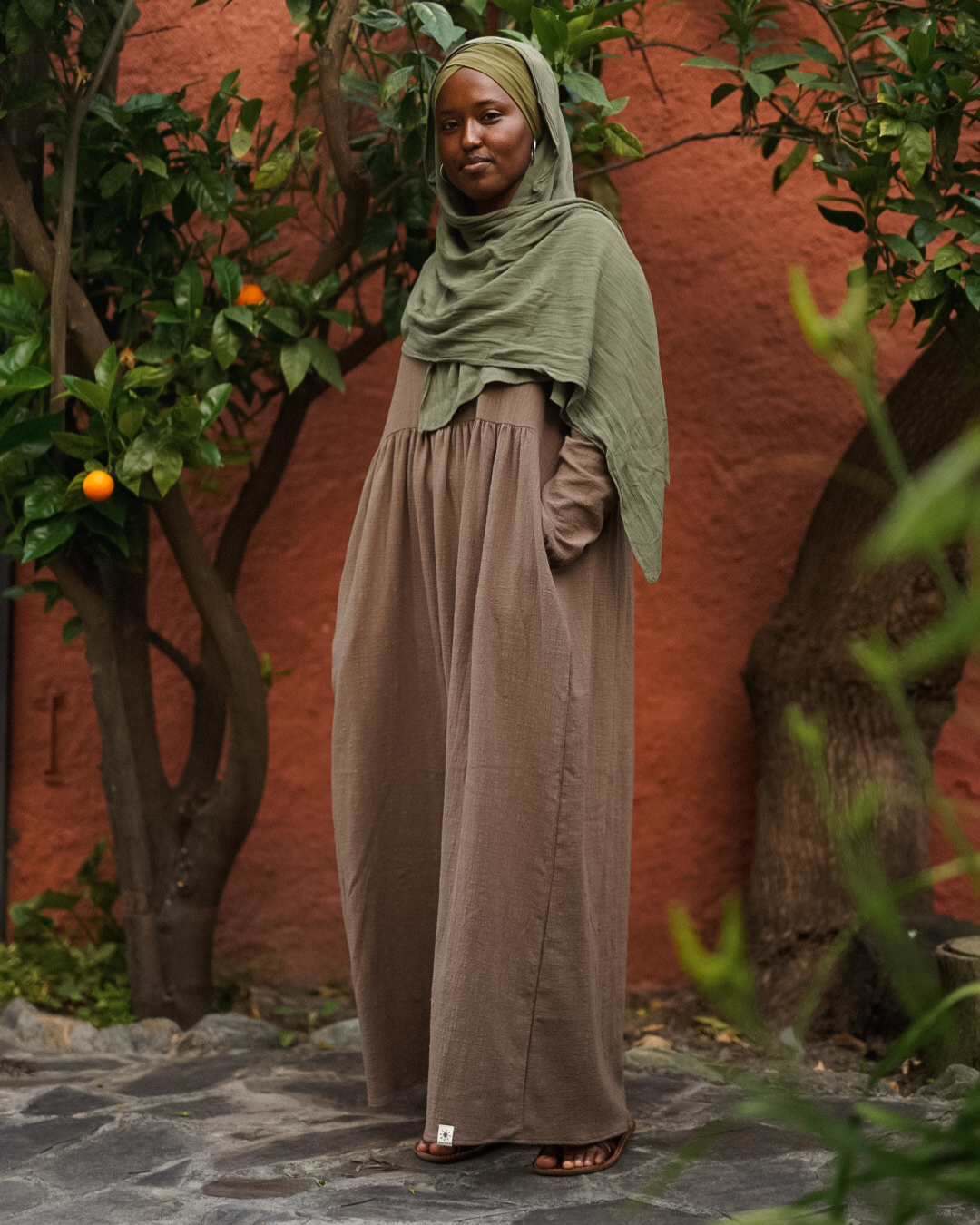 Cotton Abaya "Maya" en coton (Brown)