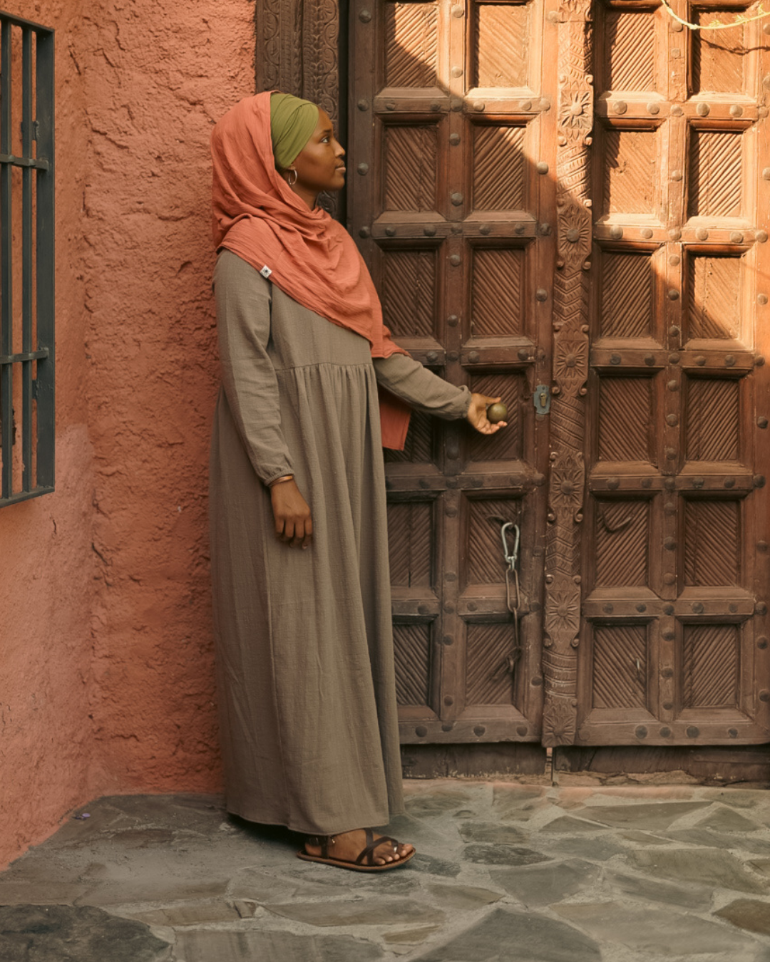 Cotton Abaya "Maya" en coton (Brown)