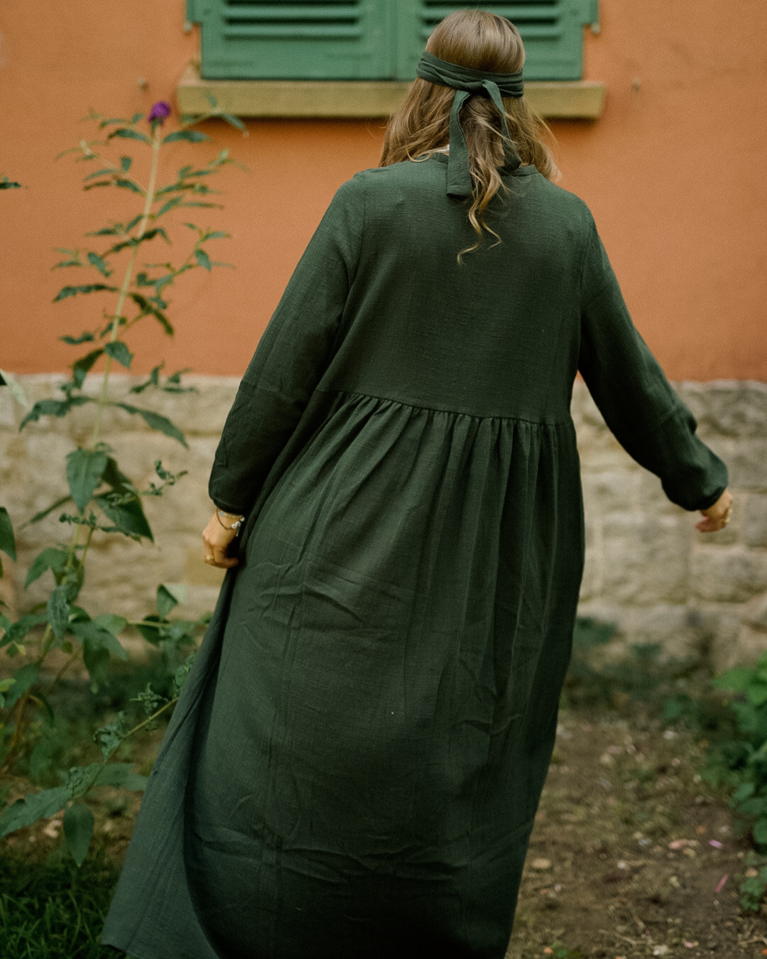 Cotton Abaya "Maya" en coton (Dark Green)