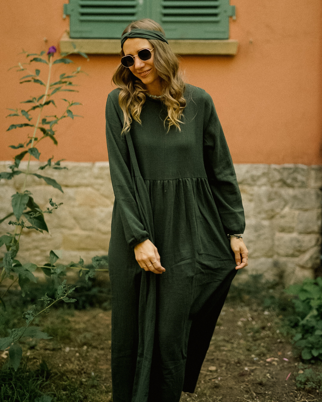 Cotton Abaya "Maya" en coton (Dark Green)