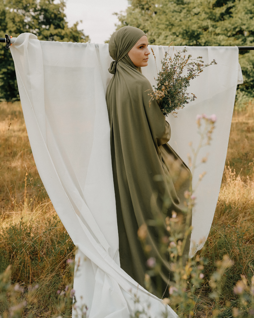 Robe de prière / jilbab en coton bio (Olive)