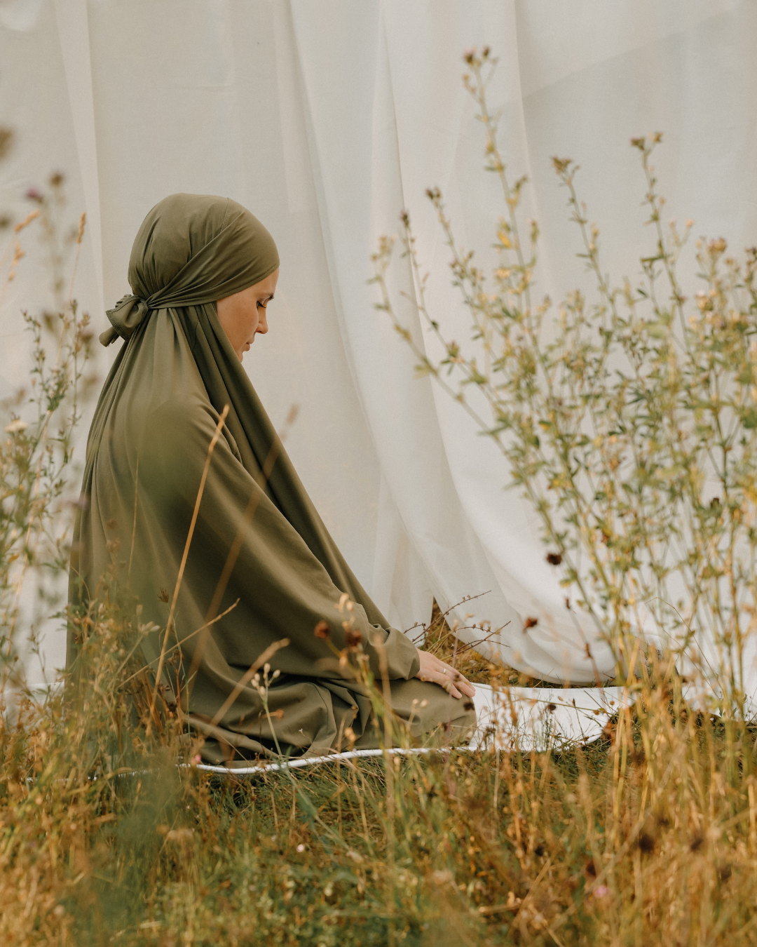 Robe de prière / jilbab en coton bio (Olive)