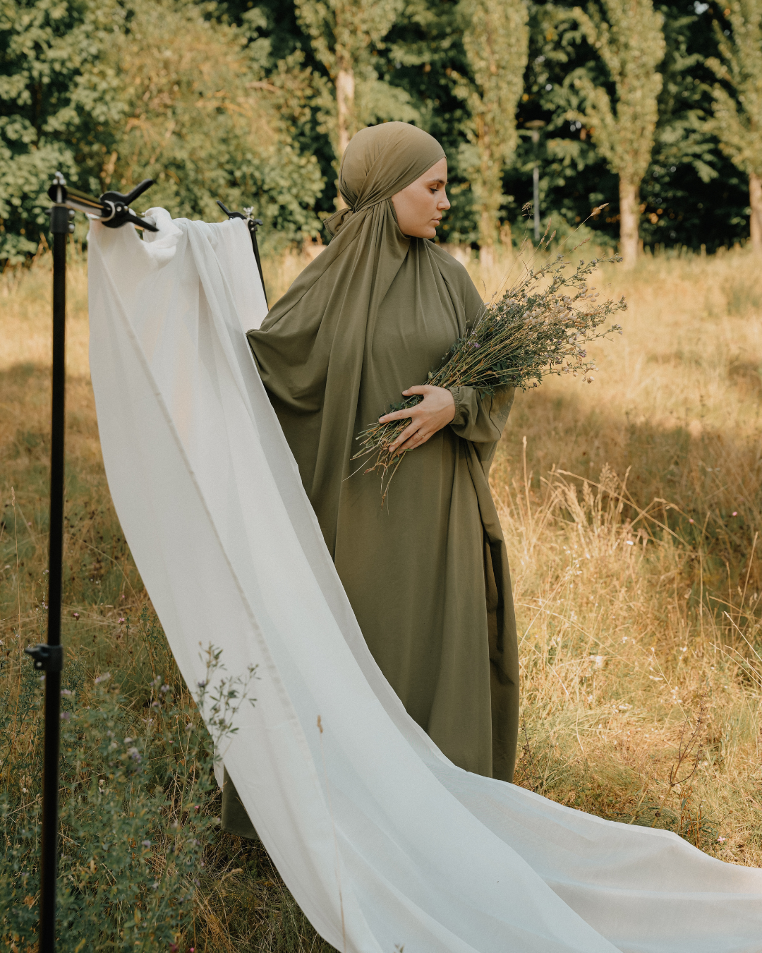 Robe de prière / jilbab en coton bio (Olive)