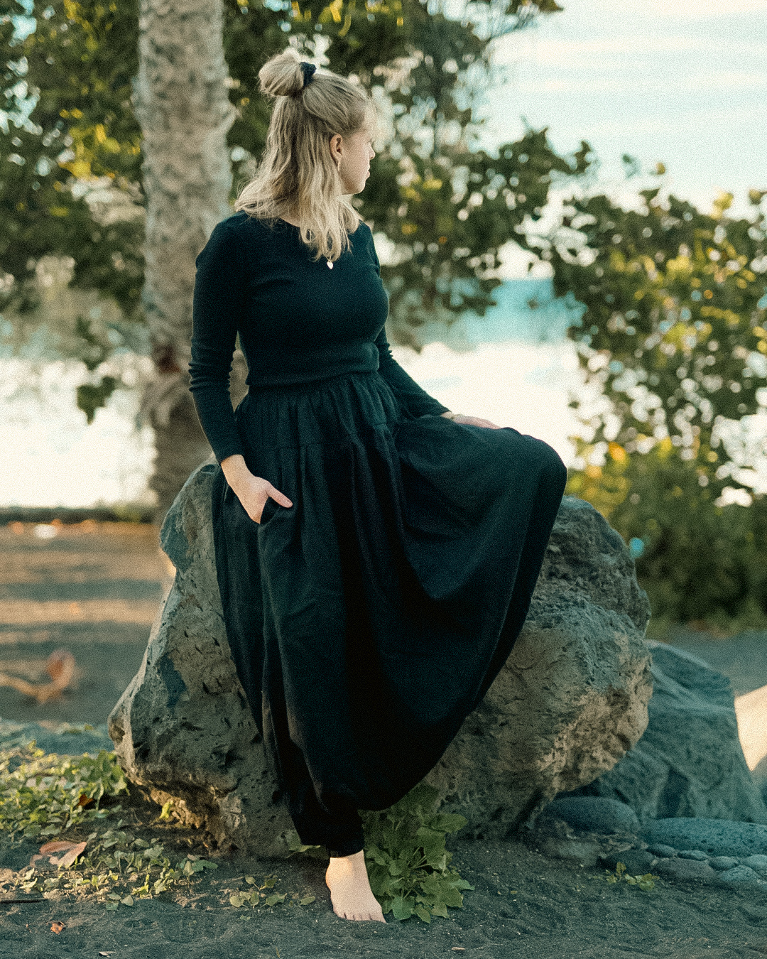 Pantalon bouffant en lin et coton « Tiri » (Volcanic Sand)