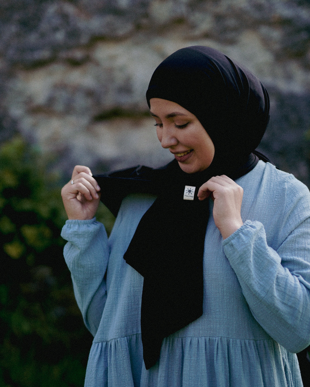 Hijab "Hava" en jersey léger 100% coton bio (Black Night)