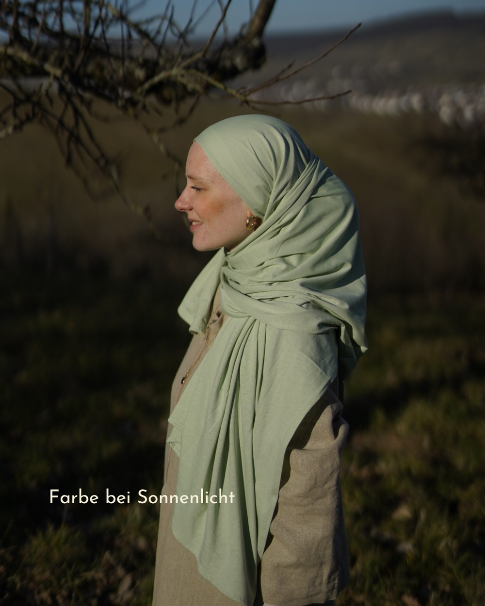 Hijab "Hava" en jersey léger 100% coton bio - Iced Green