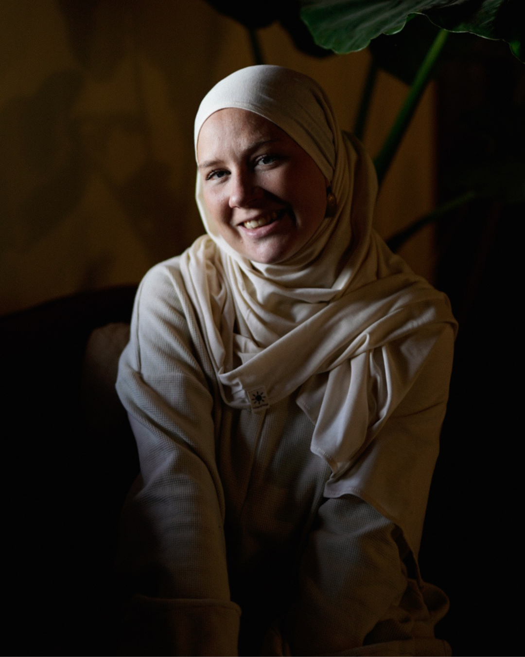 Hijab léger en jersey « Hava » 100 % coton biologique (massepain)