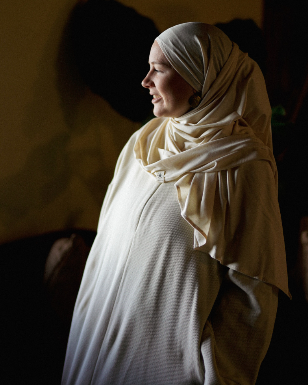 Hijab léger en jersey « Hava » 100 % coton biologique (massepain)