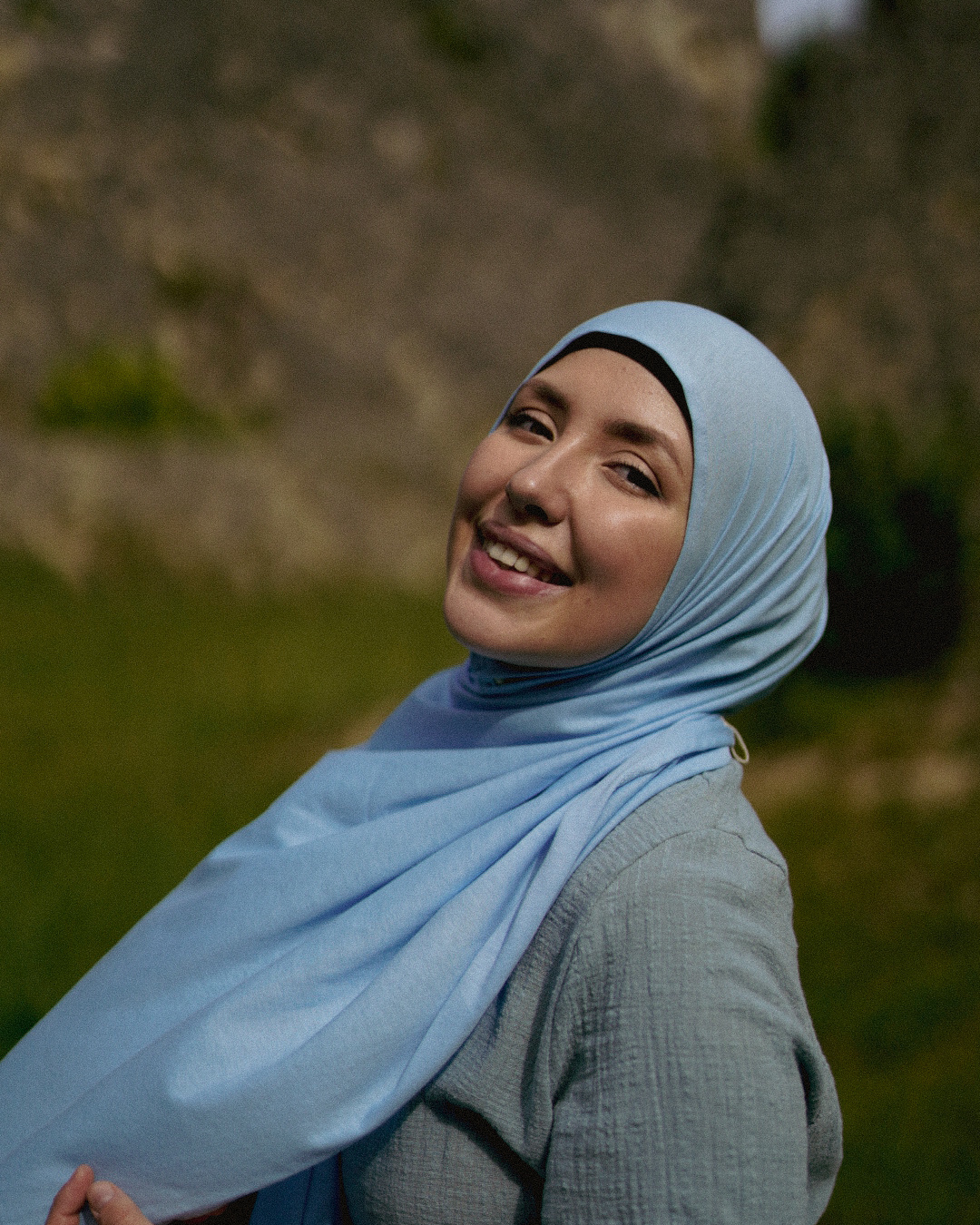 Hijab "Hava" en jersey léger 100% coton bio (Morning Sky)