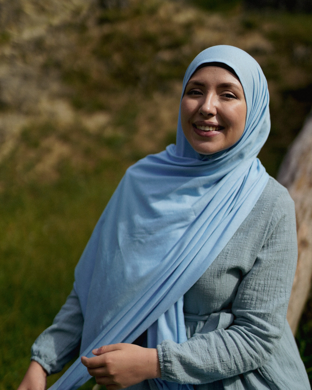 Hijab "Hava" en jersey léger 100% coton bio (Morning Sky)