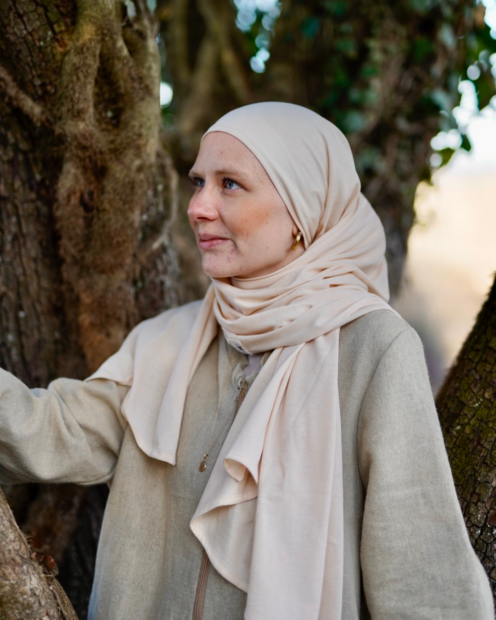 Hijab "Hava" en jersey léger 100% coton bio - Pearl Blush