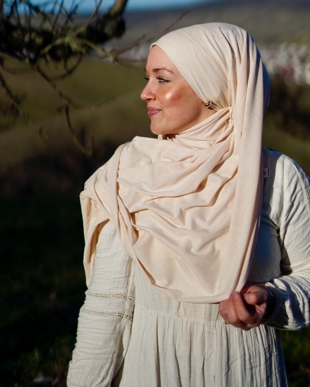 Hijab "Hava" en jersey léger 100% coton bio - Pearl Blush