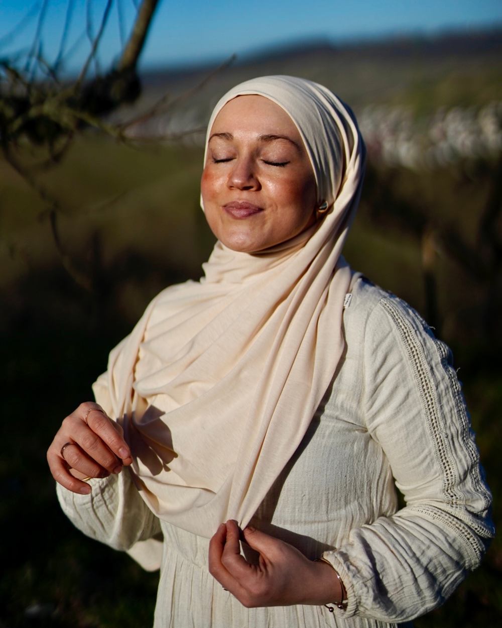 Hijab "Hava" en jersey léger 100% coton bio - Pearl Blush