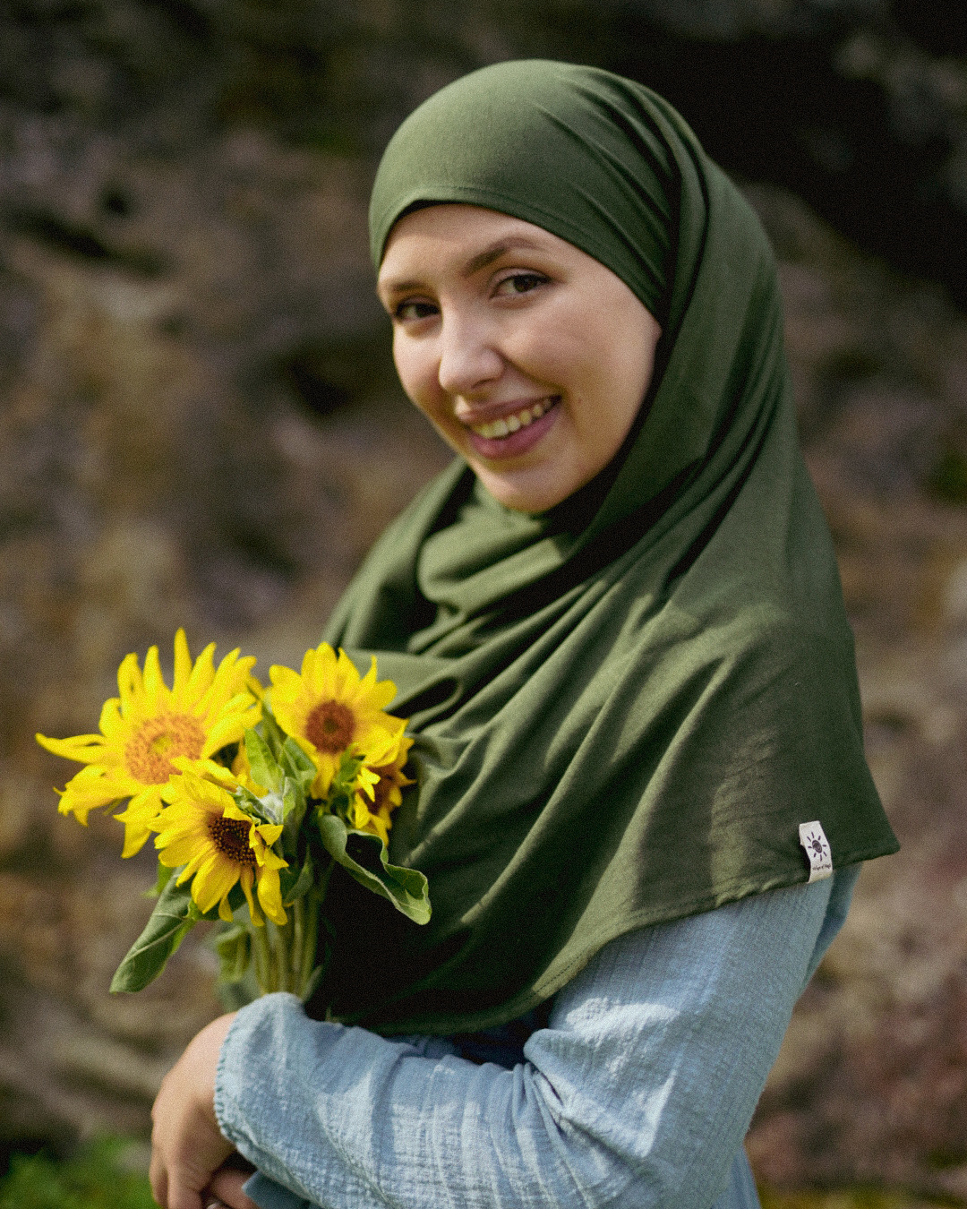 Hijab "Hava" en jersey léger 100% coton bio (Twilight Green)