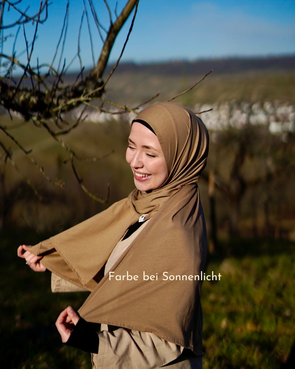 Hijab "Hava" en jersey léger 100% coton bio - Warm Almond