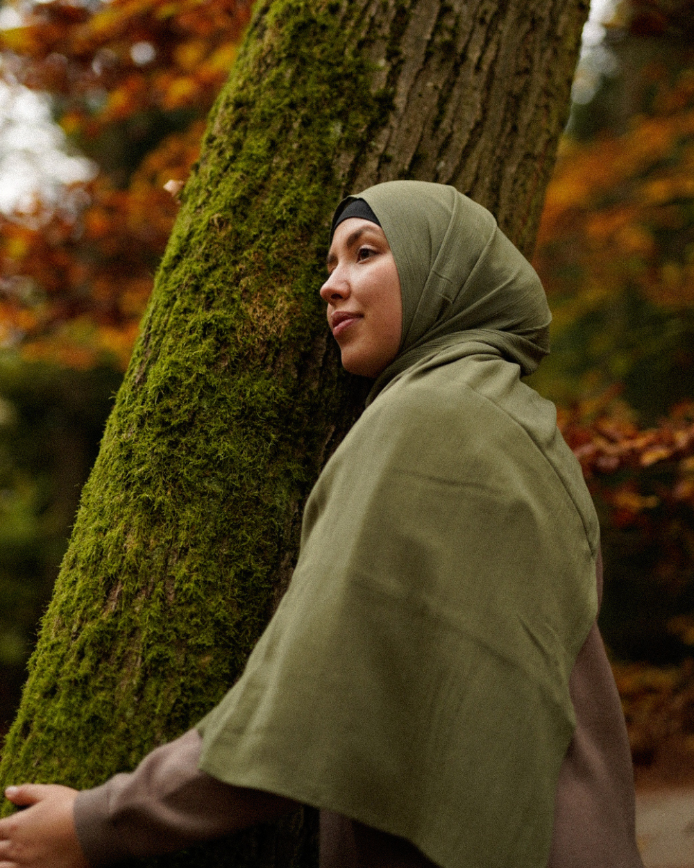 Crinkle Chiffon Hijab "Sandy" de viscose et de lin (Forest Green)