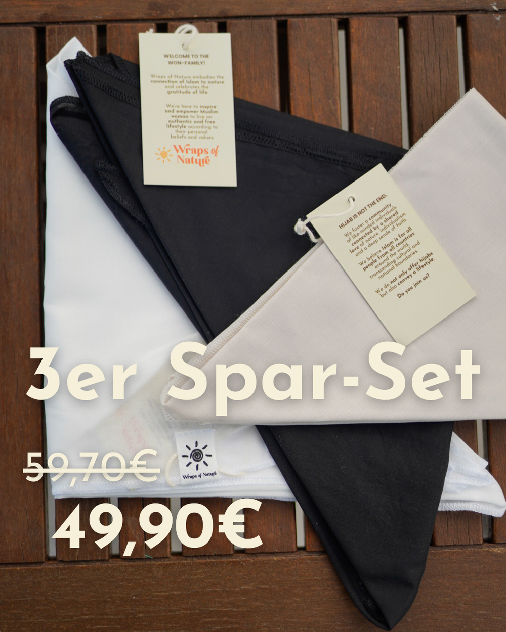 Lot de 3 Bonny - 100% coton bio - black, white, beige