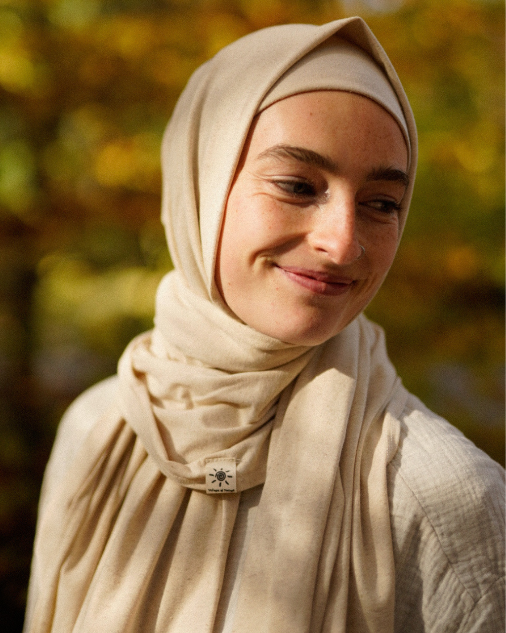 Hijab en jersey de coton et de lin - "Vanilla