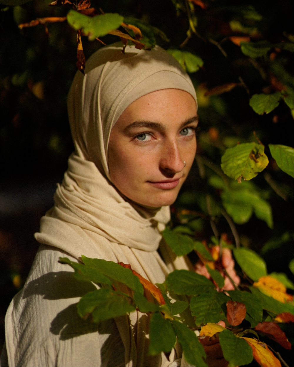 Hijab en jersey de coton et de lin - "Vanilla