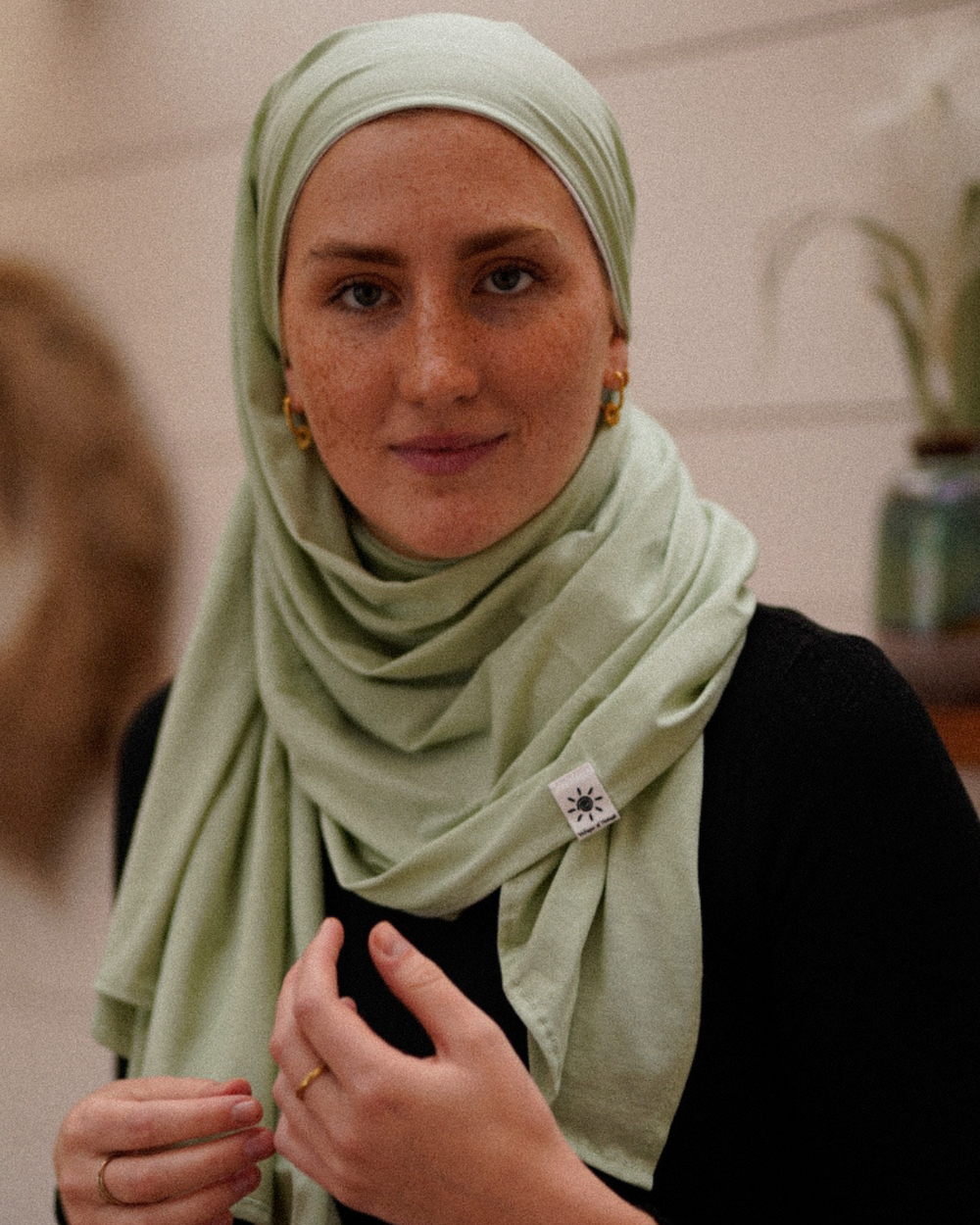Hijab "Hava" en jersey léger 100% coton bio - Iced Green