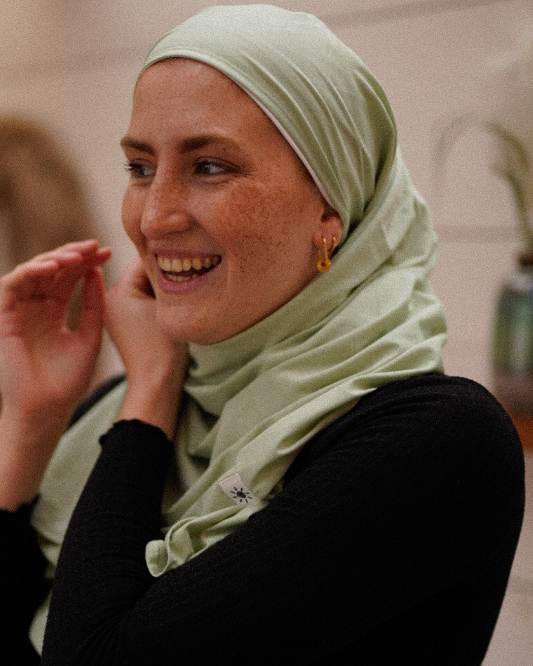 Hijab "Hava" en jersey léger 100% coton bio - Iced Green