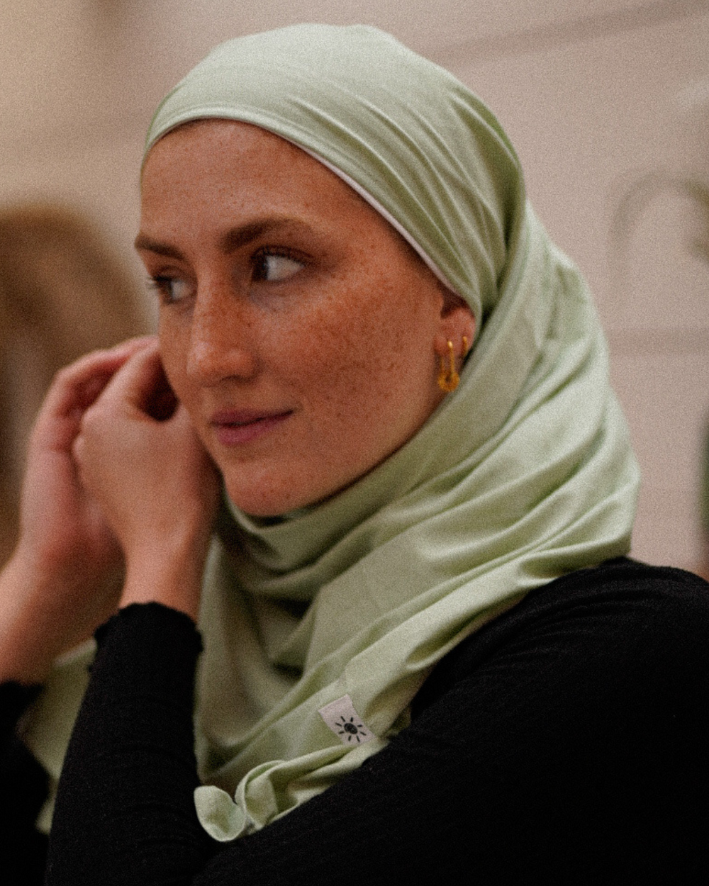Hijab "Hava" en jersey léger 100% coton bio - Iced Green
