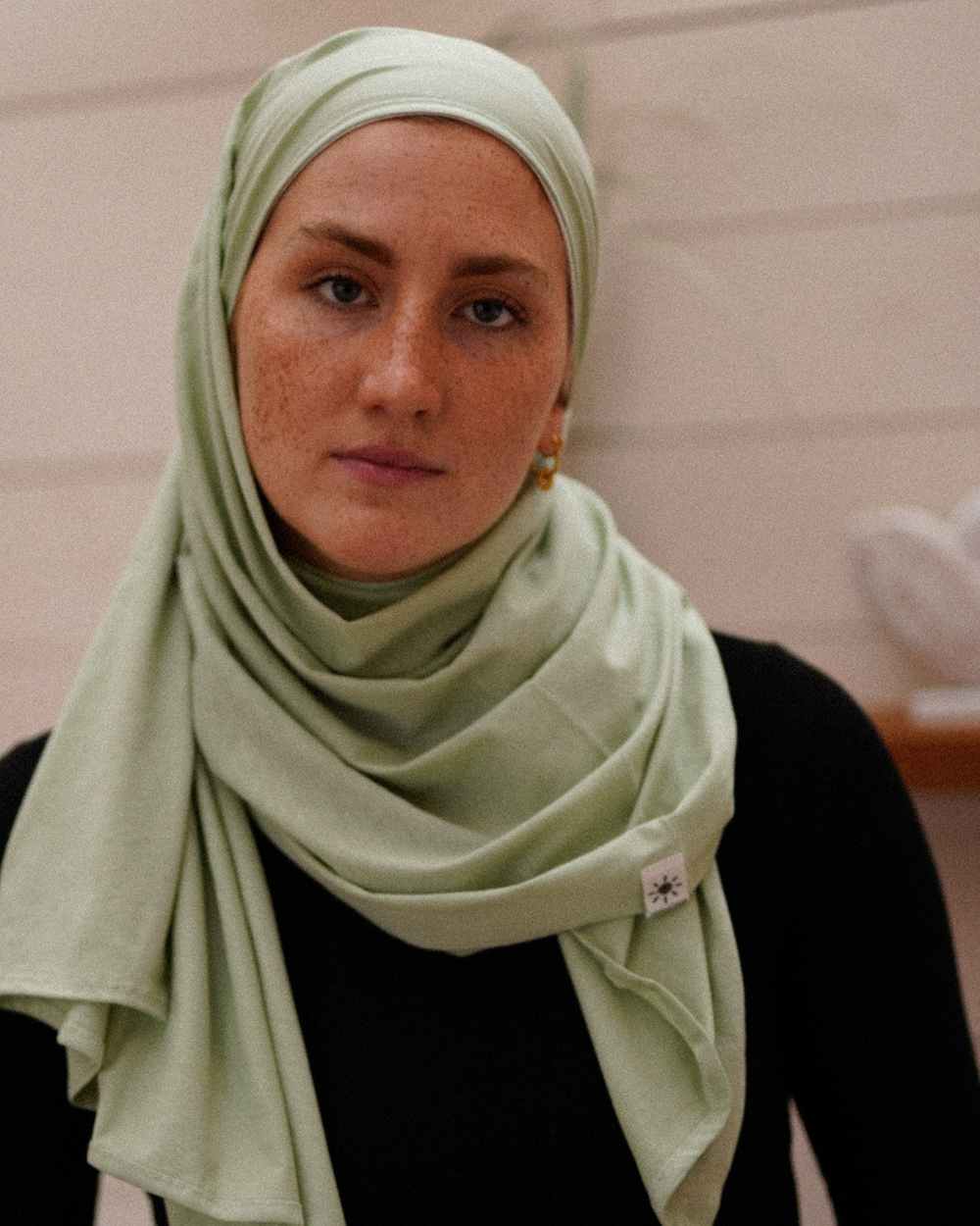 Hijab "Hava" en jersey léger 100% coton bio - Iced Green