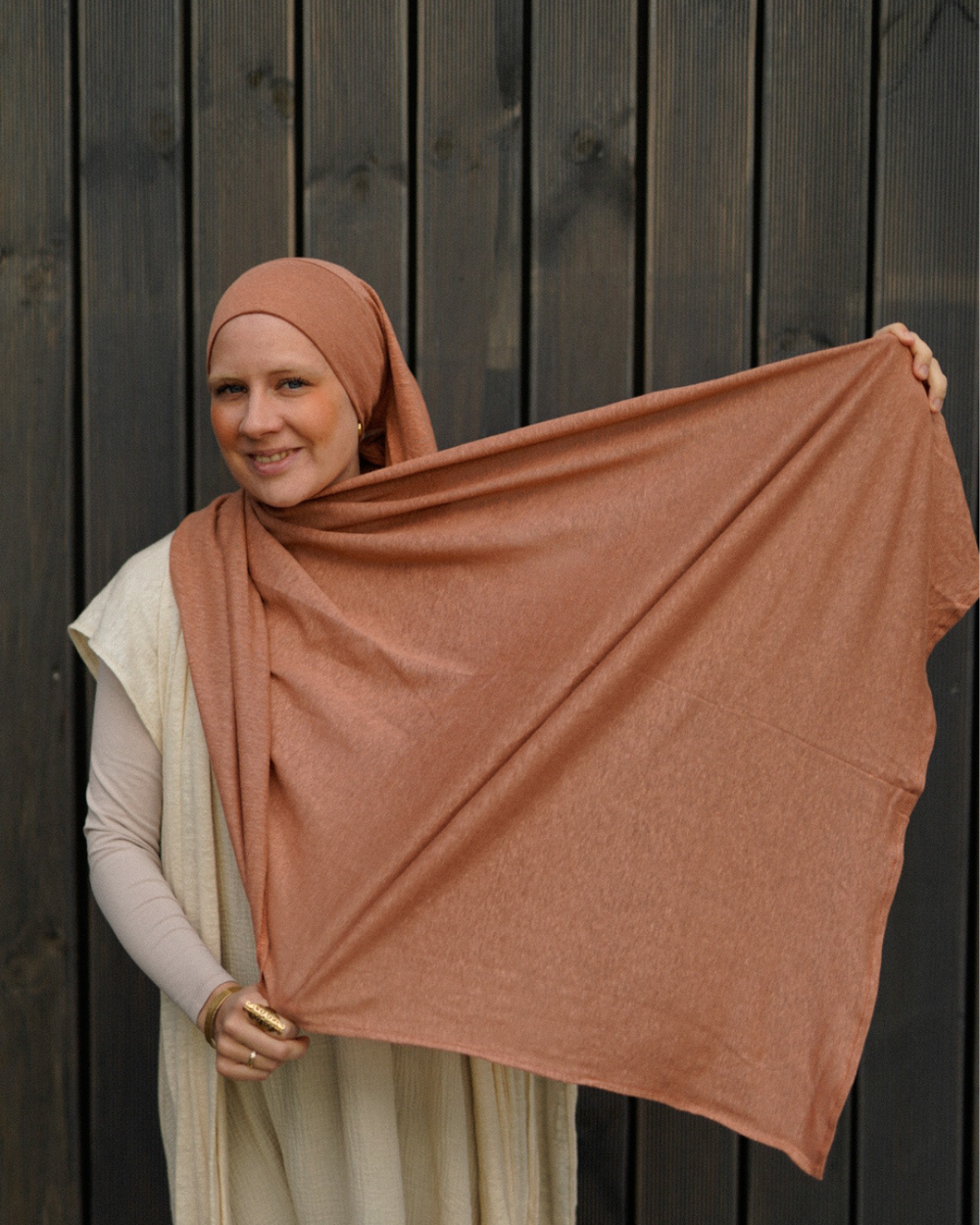 Hijab instantané "Leena" - 100% lin - Lava Mocha