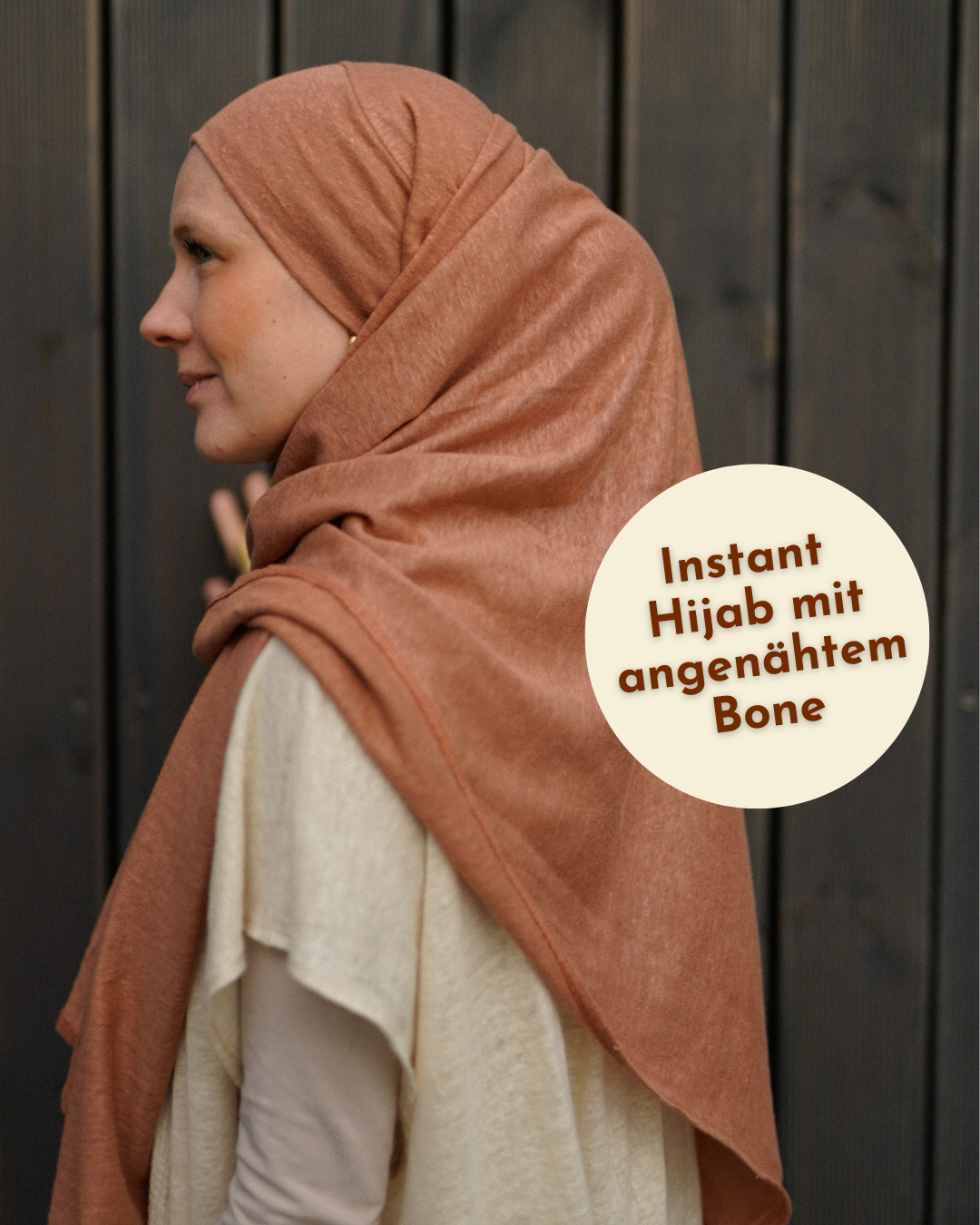 Hijab instantané "Leena" - 100% lin - Lava Mocha