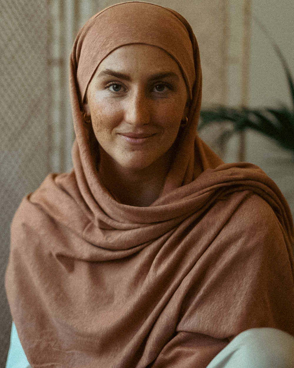 Hijab instantané "Leena" - 100% lin - Lava Mocha